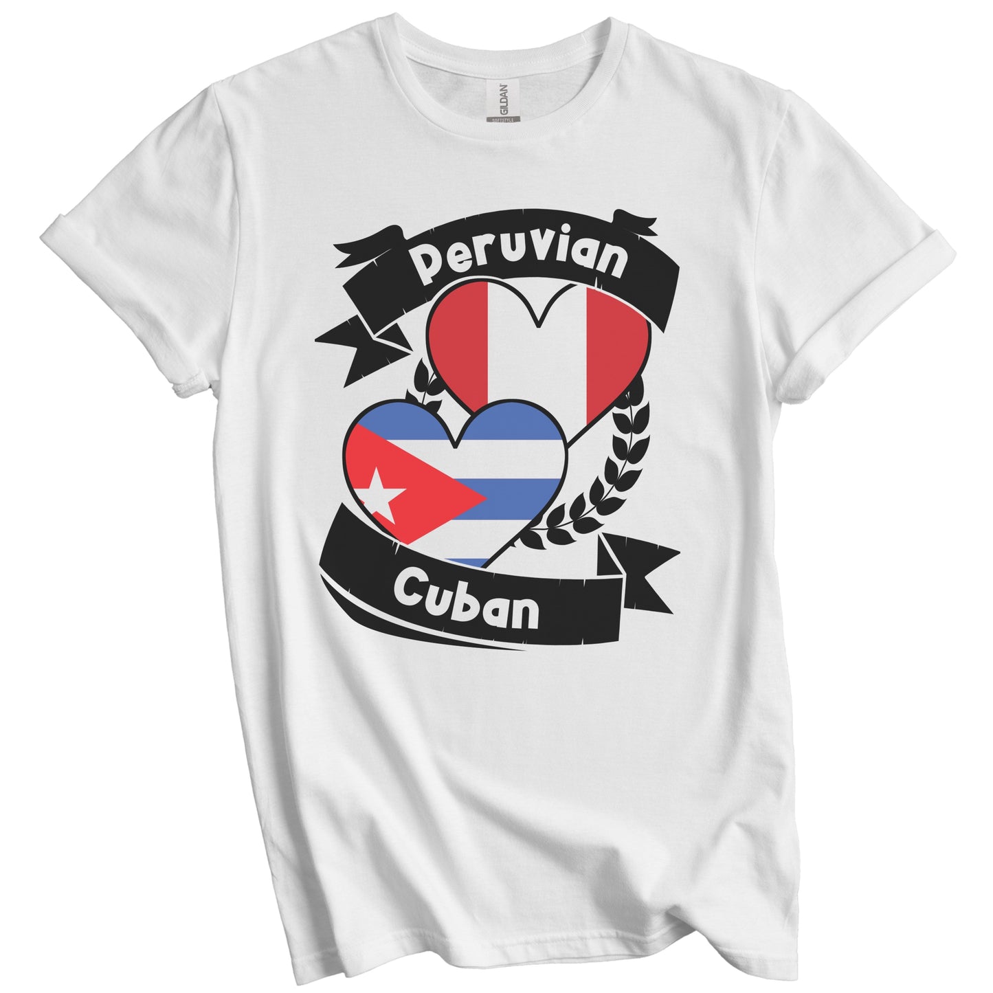 Peruvian Cuban Heart Flags Peru Cuba T-Shirt