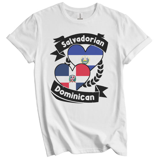 Salvadorian Dominican Heart Flags El Salvador Dominican Republic T-Shirt
