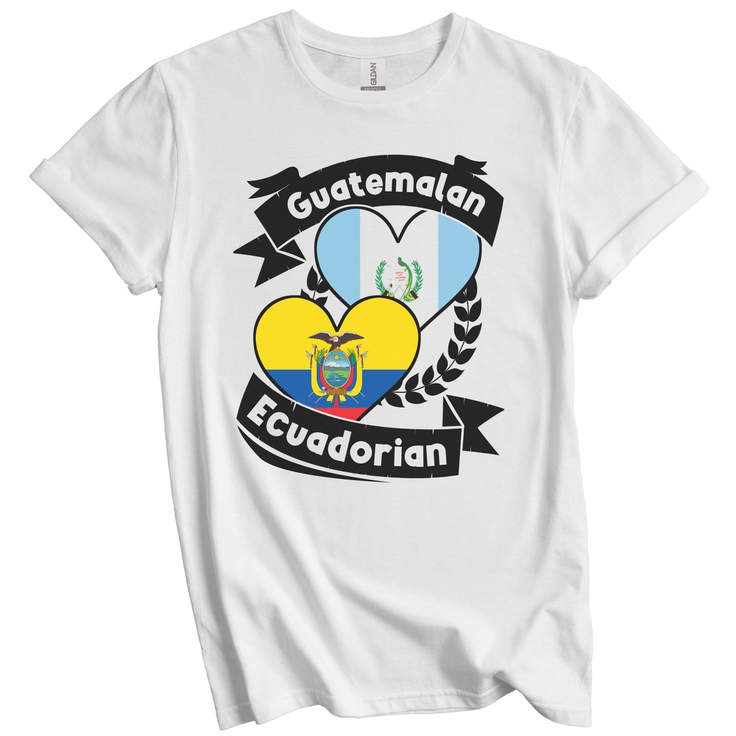 Guatemalan Ecuadorian Heart Flags Guatemala Ecuador T-Shirt