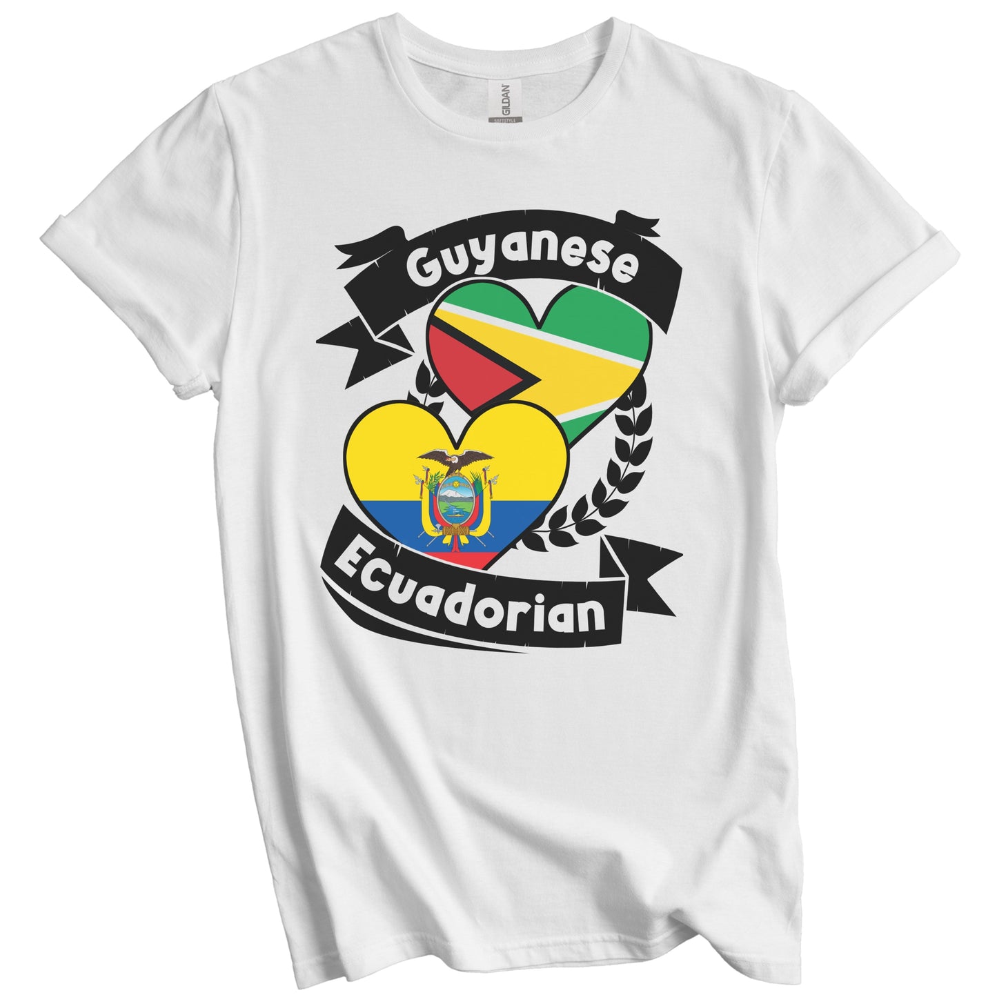 Guyanese Ecuadorian Heart Flags Guyana Ecuador T-Shirt