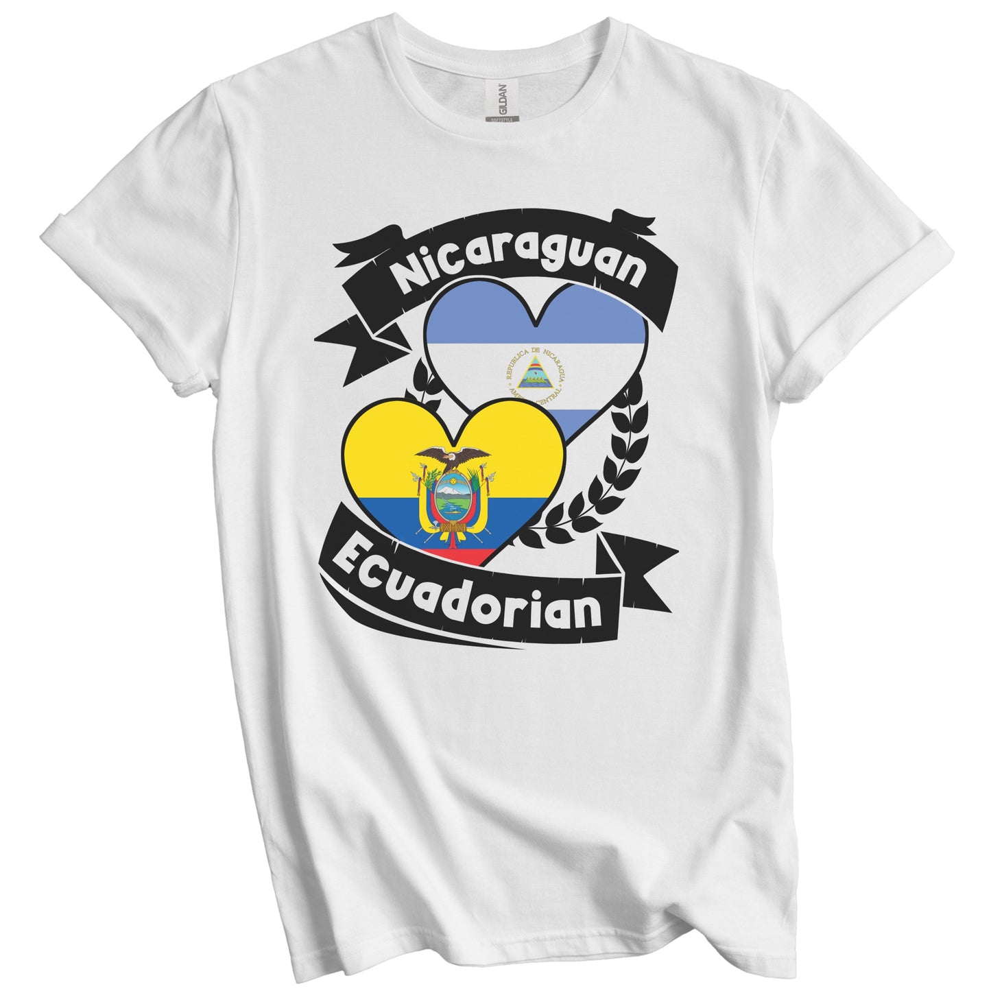 Nicaraguan Ecuadorian Heart Flags Nicaragua Ecuador T-Shirt