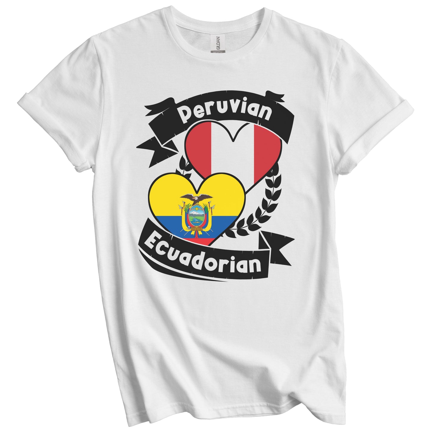 Peruvian Ecuadorian Heart Flags Peru Ecuador T-Shirt