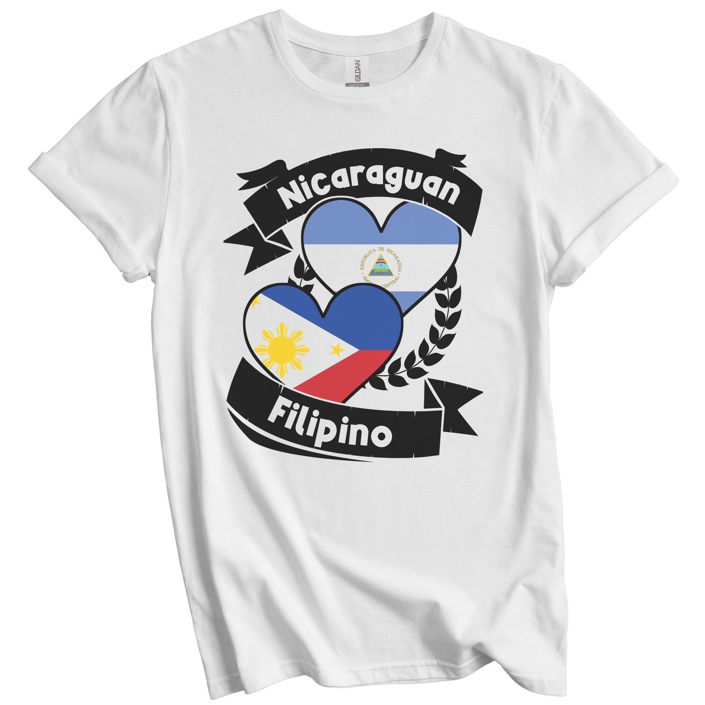 Nicaraguan Filipino Heart Flags Nicaragua Philippines T-Shirt