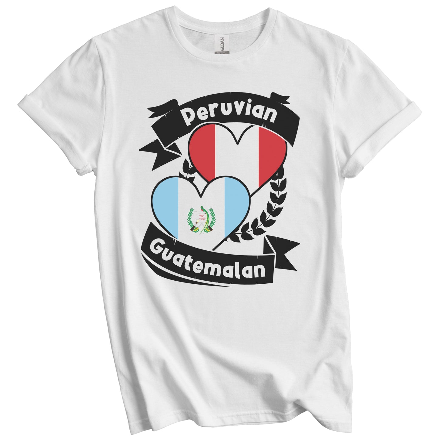 Peruvian Guatemalan Heart Flags Peru Guatemala T-Shirt