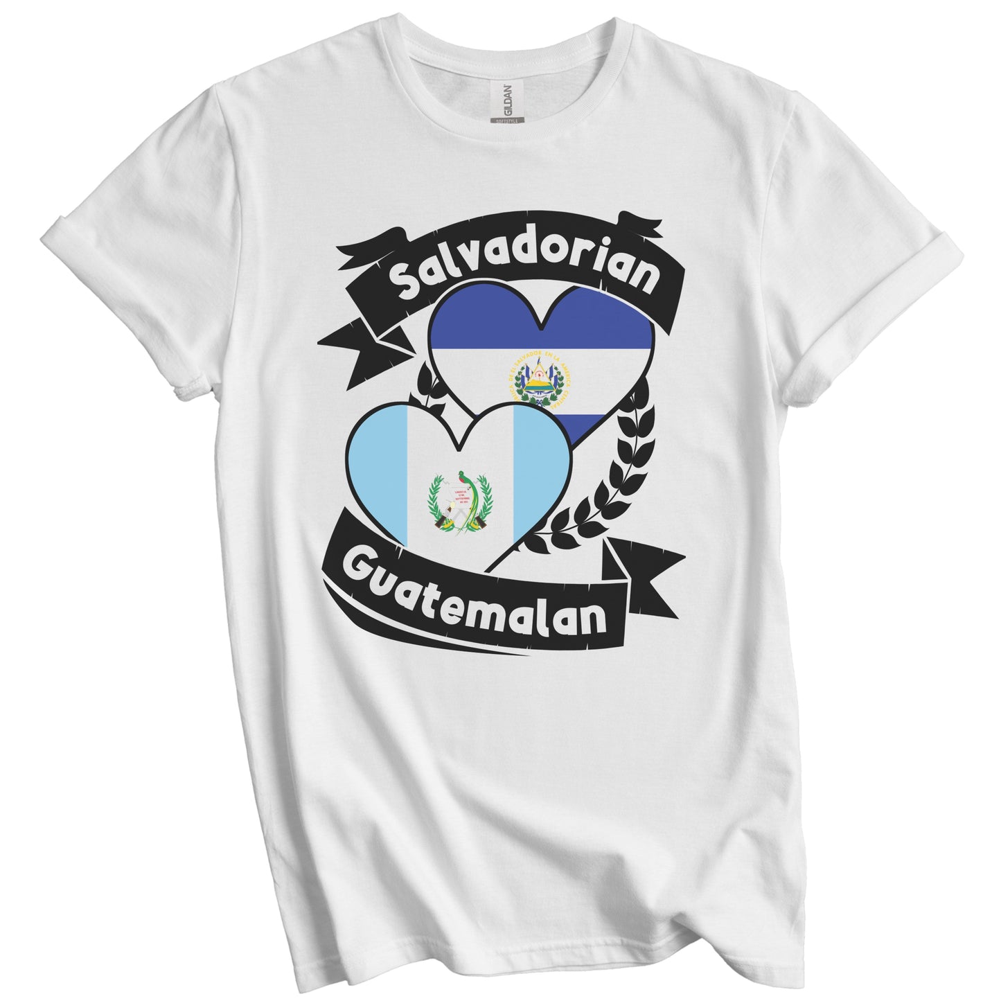 Salvadorian Guatemalan Heart Flags El Salvador Guatemala T-Shirt