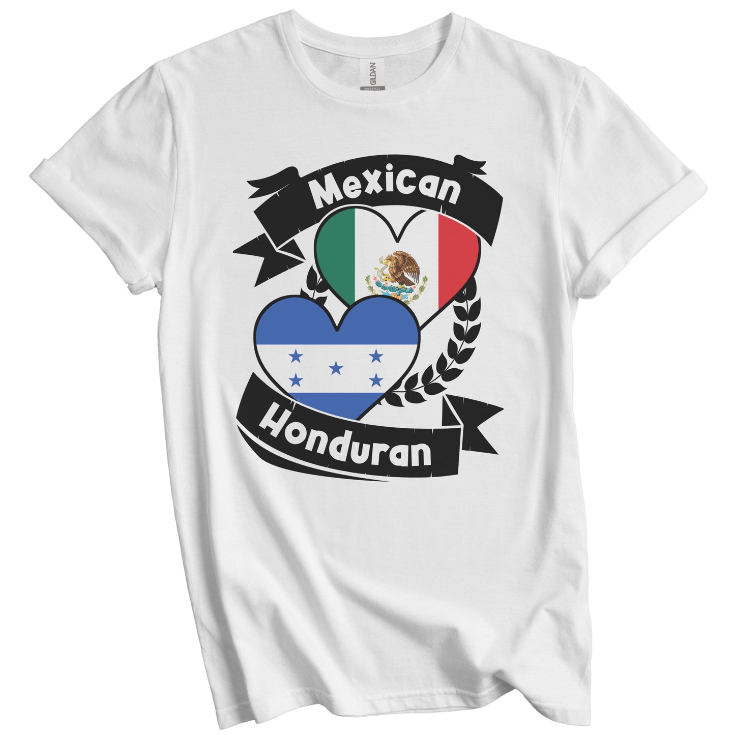 Mexican Honduran Heart Flags Mexico Honduras T-Shirt