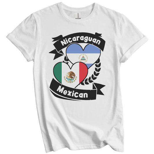 Nicaraguan Mexican Heart Flags Nicaragua Mexico T-Shirt