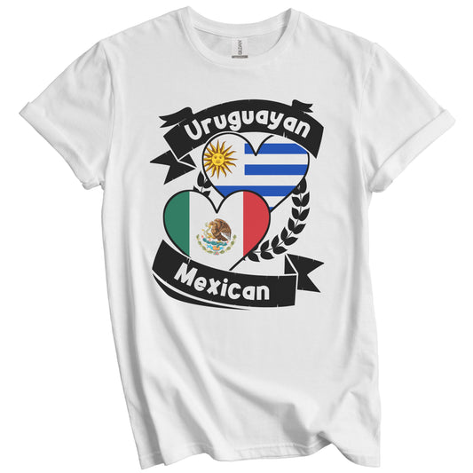 Uruguayan Mexican Heart Flags Uruguay Mexico T-Shirt