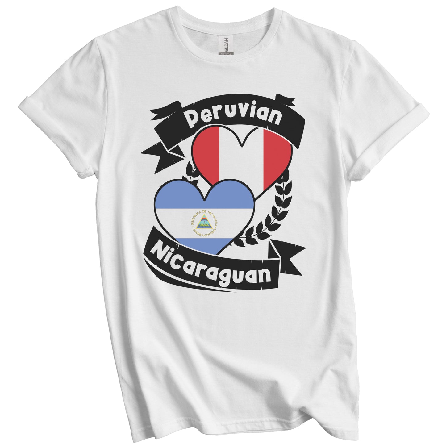 Peruvian Nicaraguan Heart Flags Peru Nicaragua T-Shirt