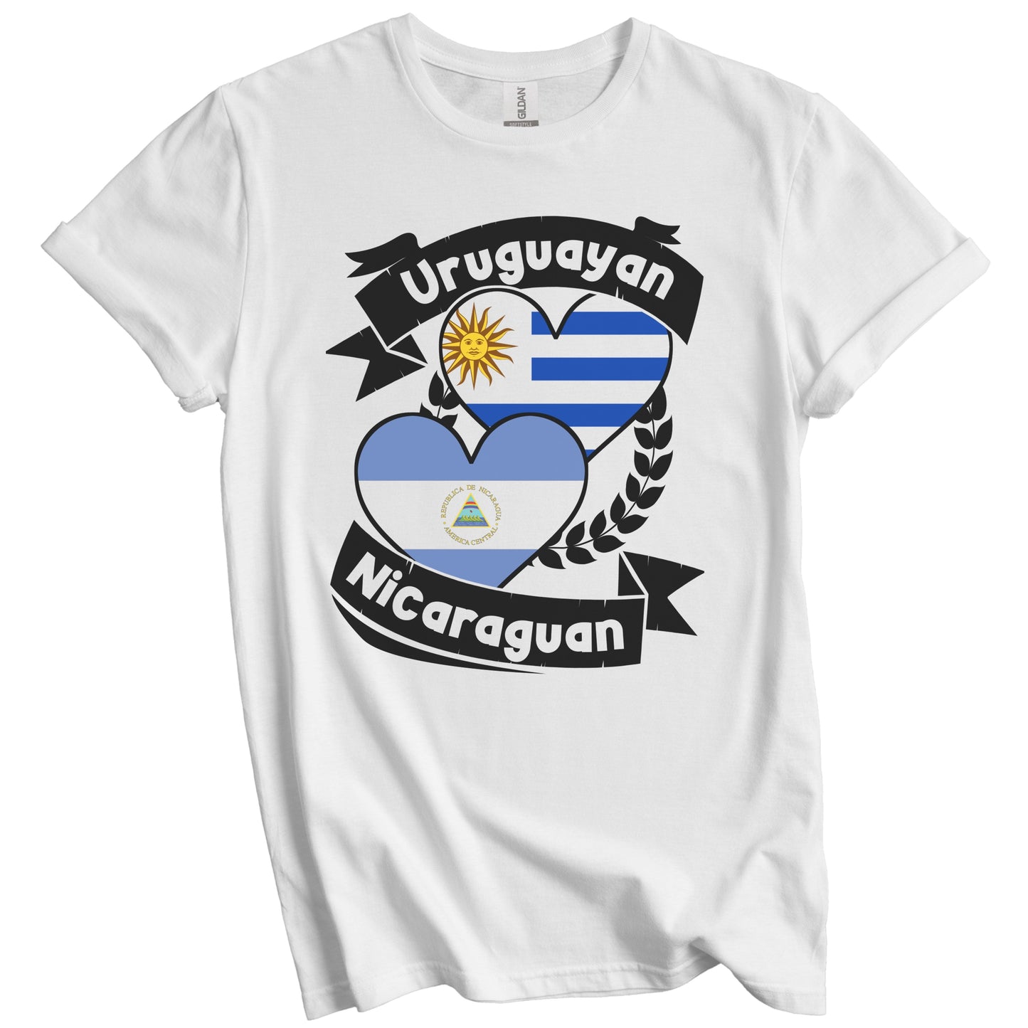 Uruguayan Nicaraguan Heart Flags Uruguay Nicaragua T-Shirt