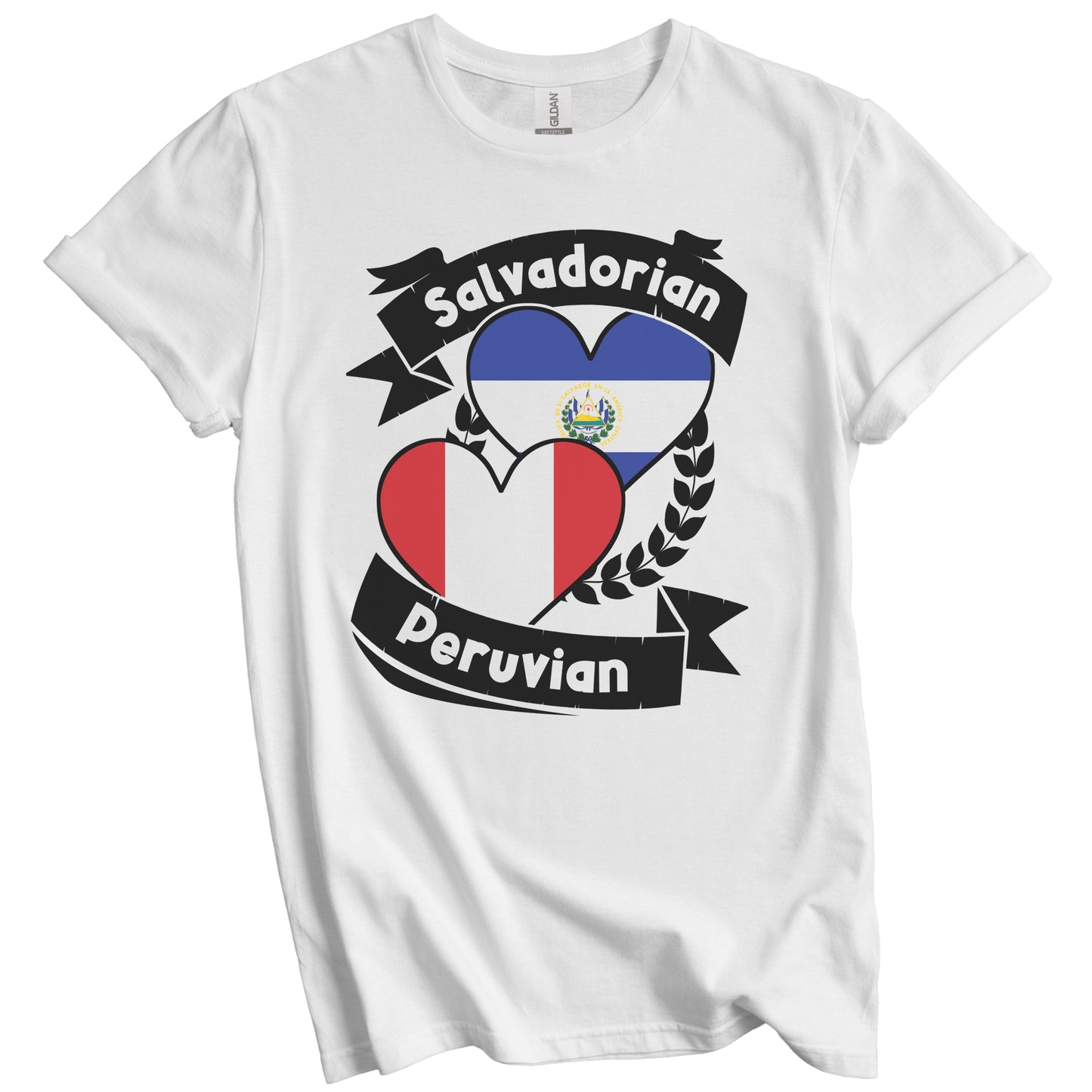 Salvadorian Peruvian Heart Flags El Salvador Peru T-Shirt
