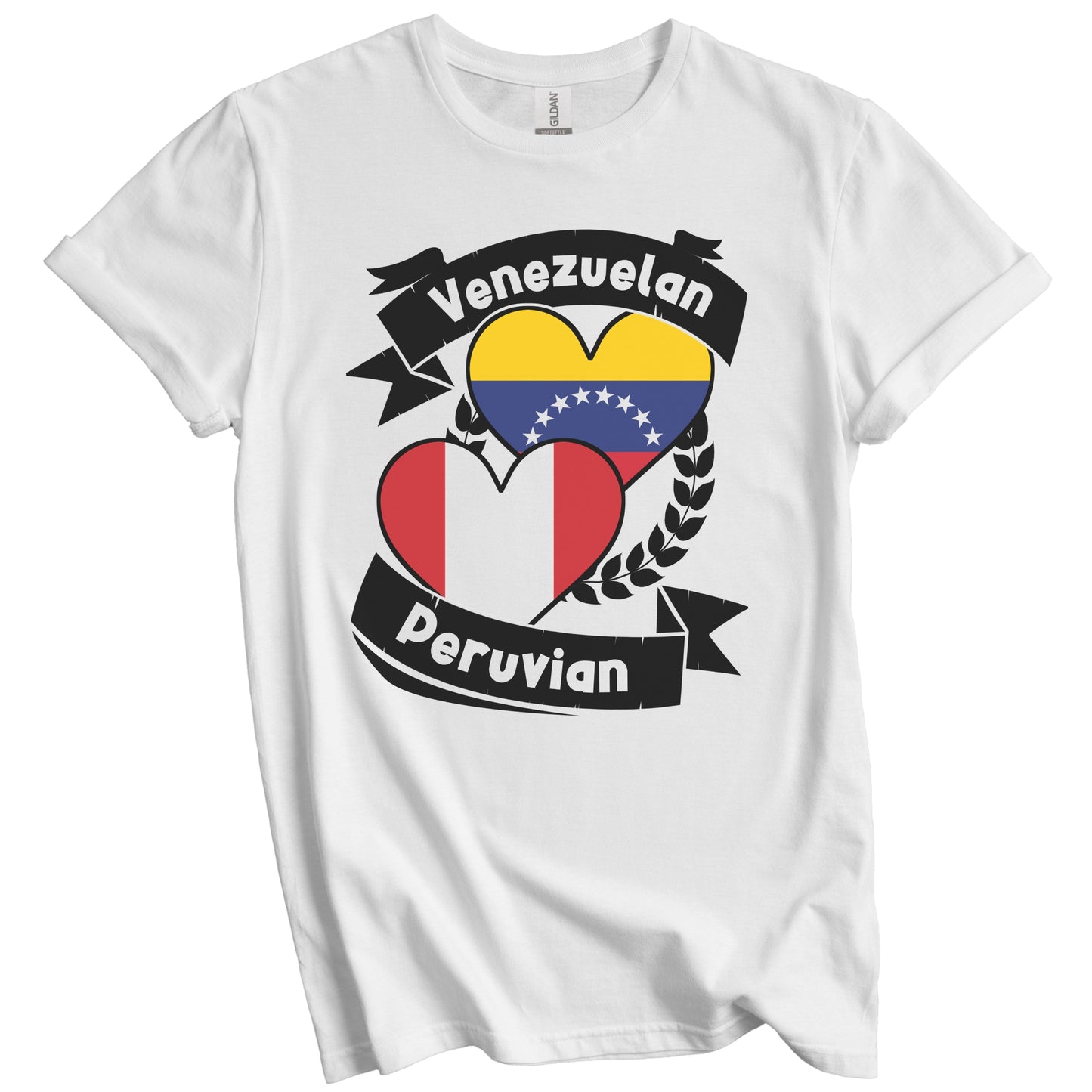 Venezuelan Peruvian Heart Flags Venezuela Peru T-Shirt