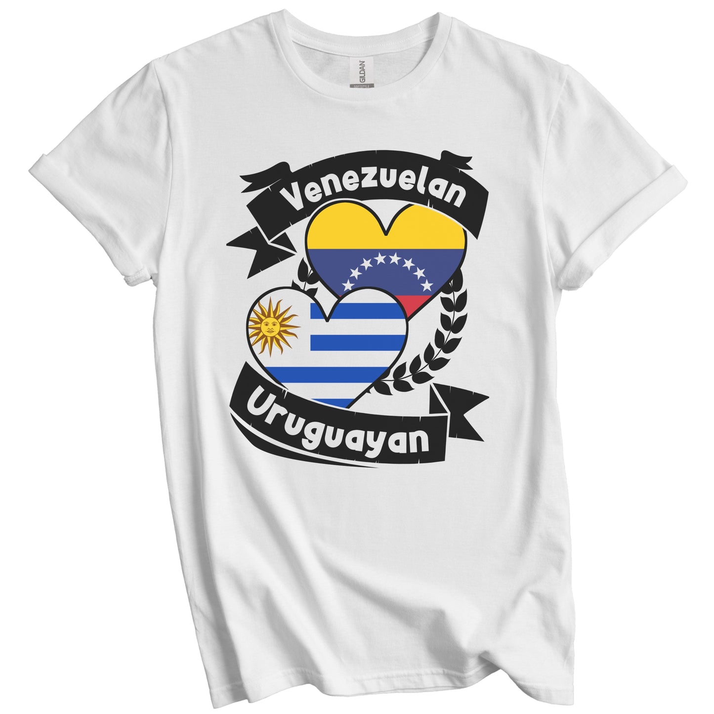 Venezuelan Uruguayan Heart Flags Venezuela Uruguay T-Shirt