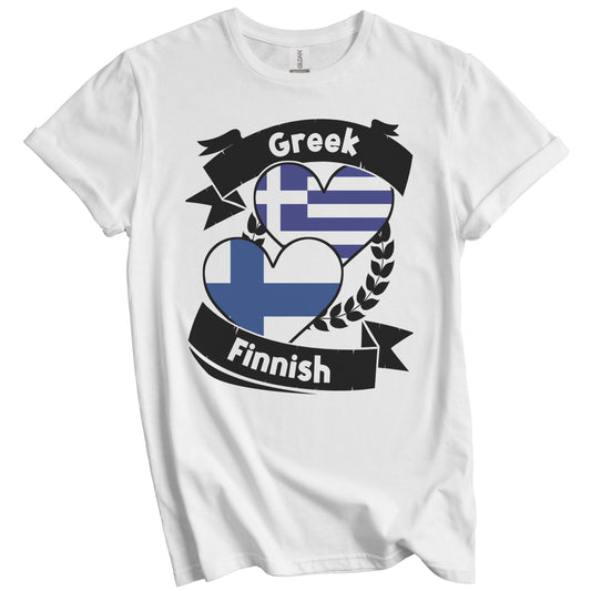 Greek Finnish Heart Flags Greece Finland T-Shirt
