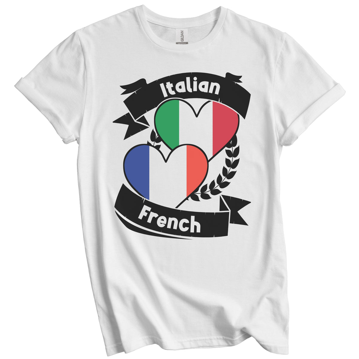 Italian French Heart Flags Italy France T-Shirt