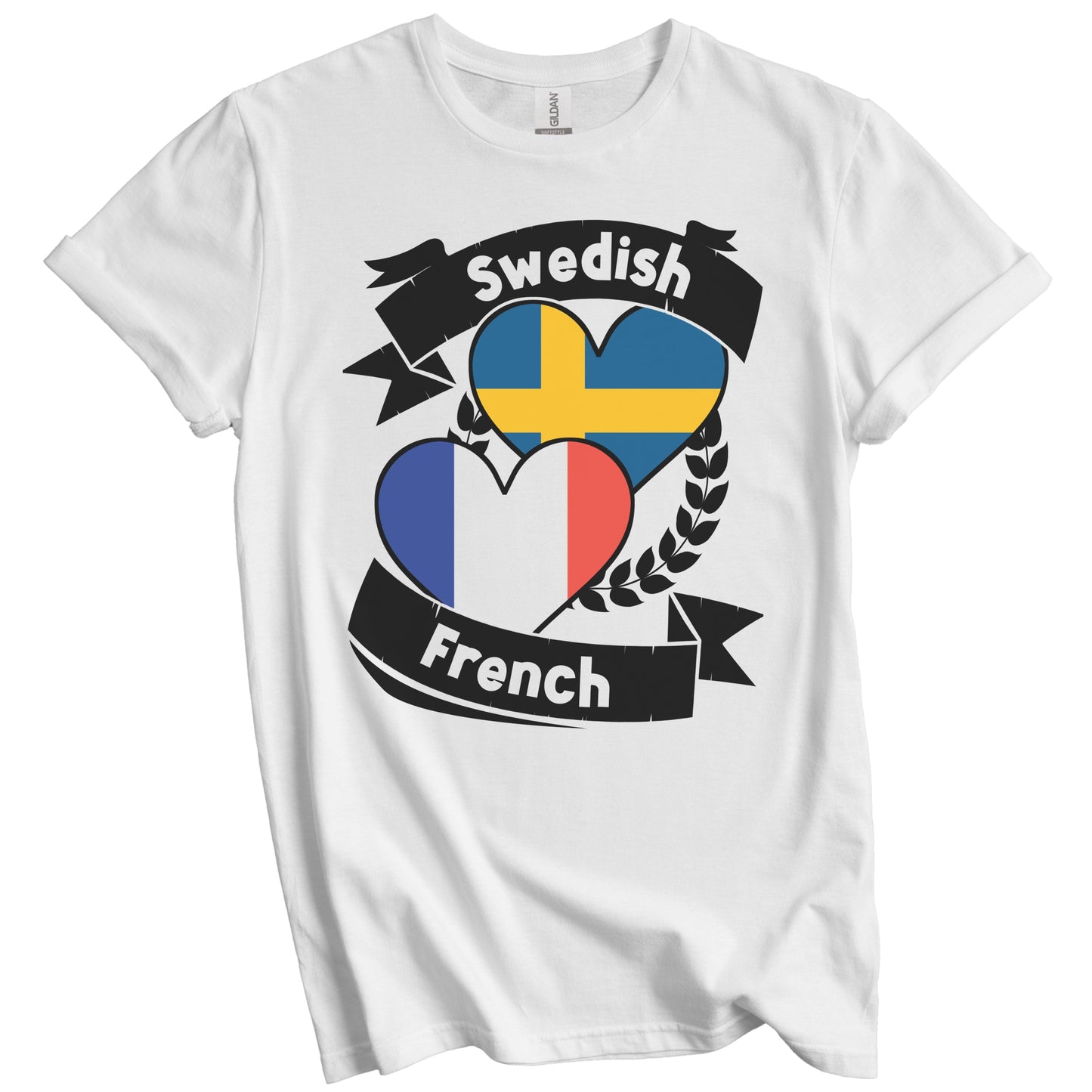 Swedish French Heart Flags Sweden France T-Shirt