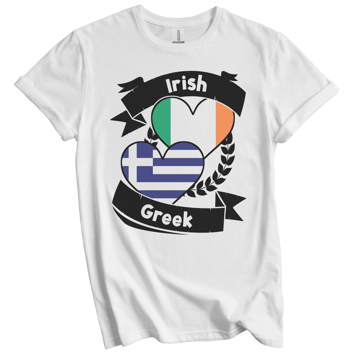 Irish Greek Heart Flags Ireland Greece T-Shirt