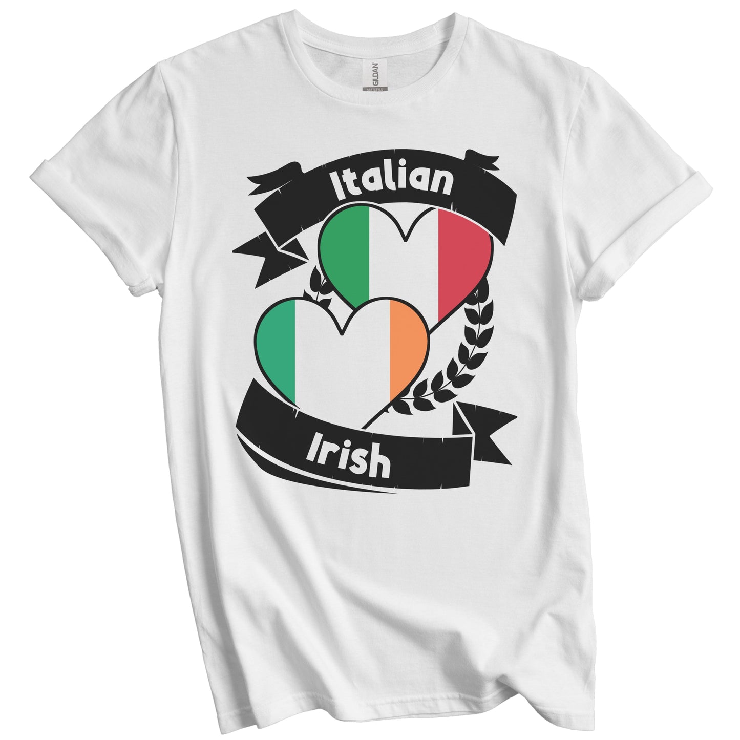 Italian Irish Heart Flags Italy Ireland T-Shirt