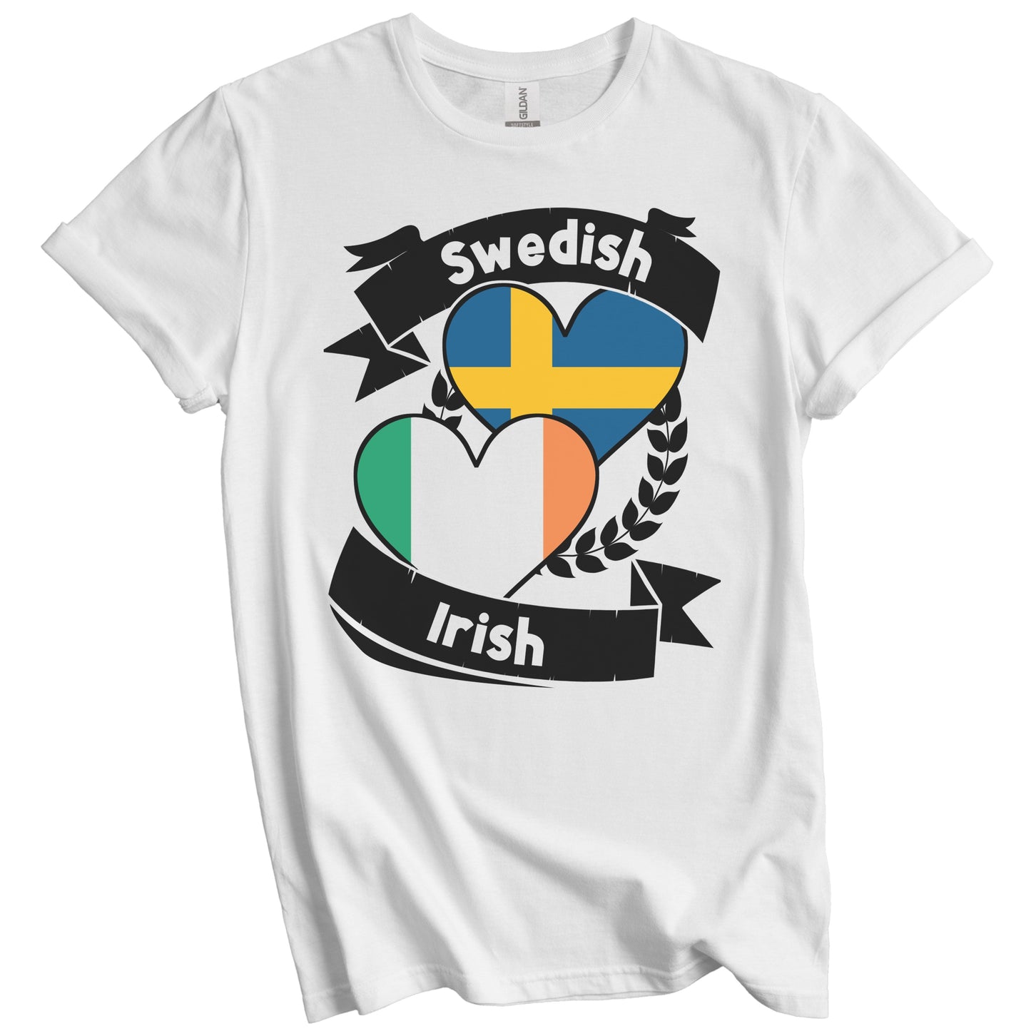 Swedish Irish Heart Flags Sweden Ireland T-Shirt