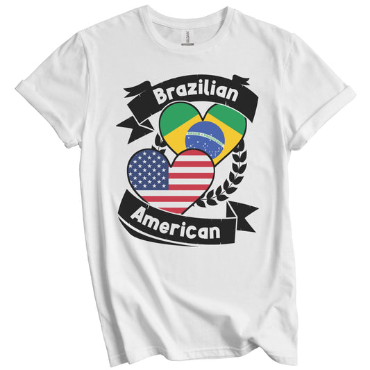 Brazilian American Hearts USA Flag Brazil Flag T-Shirt