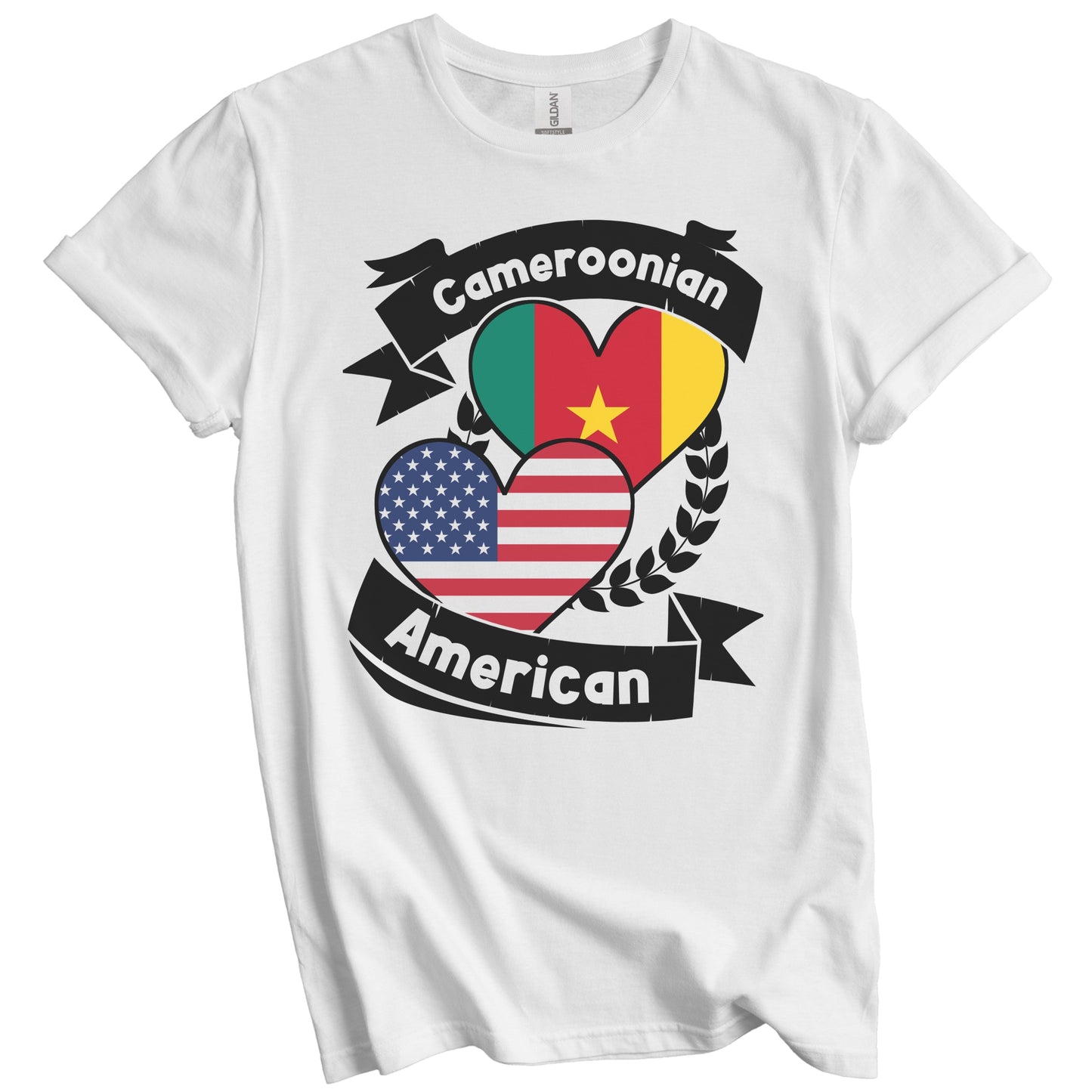 Cameroonian American Hearts USA Flag Cameroon Flag T-Shirt