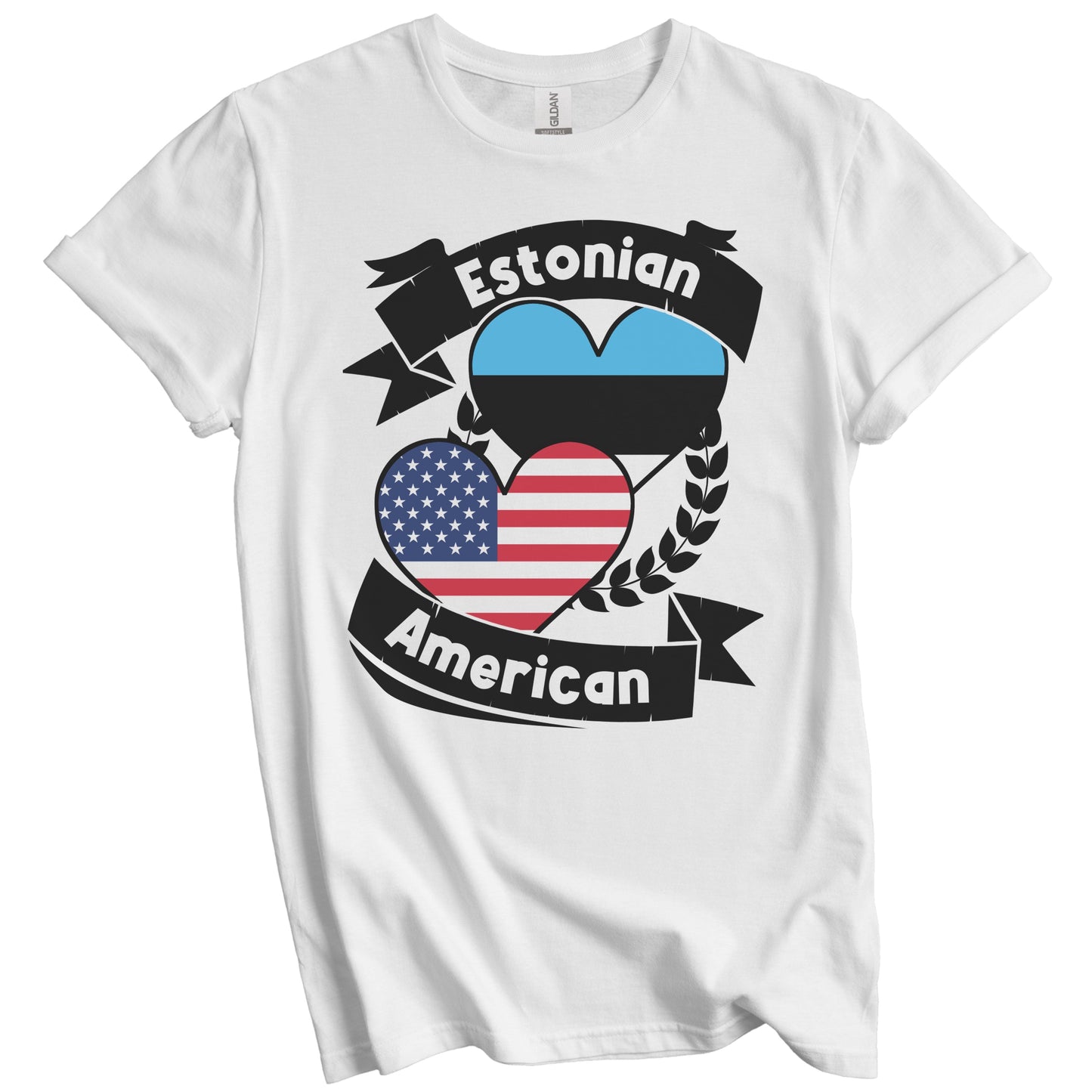 Estonian American Hearts USA Flag Estonia Flag T-Shirt