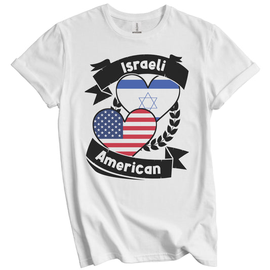 Israeli American Hearts USA Flag Israel Flag T-Shirt