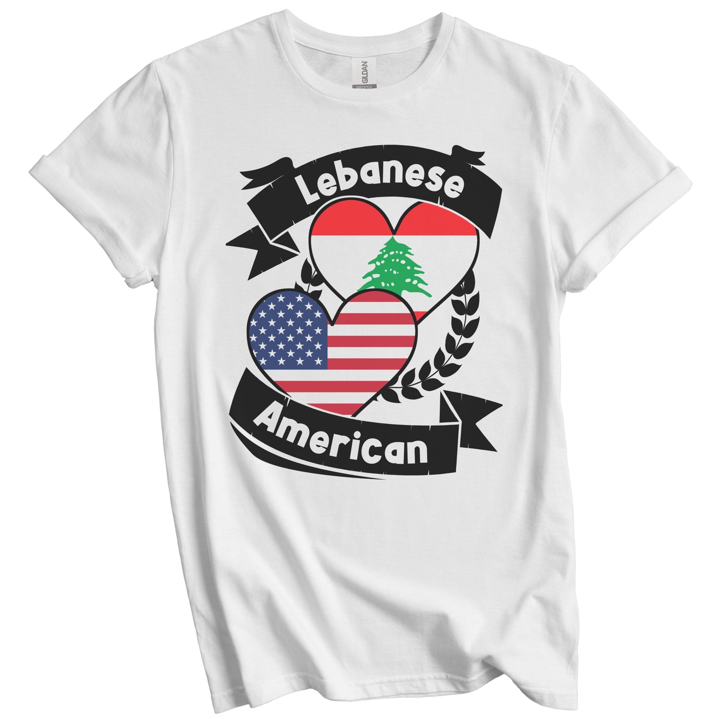 Lebanese American Hearts USA Flag Lebanon Flag T-Shirt