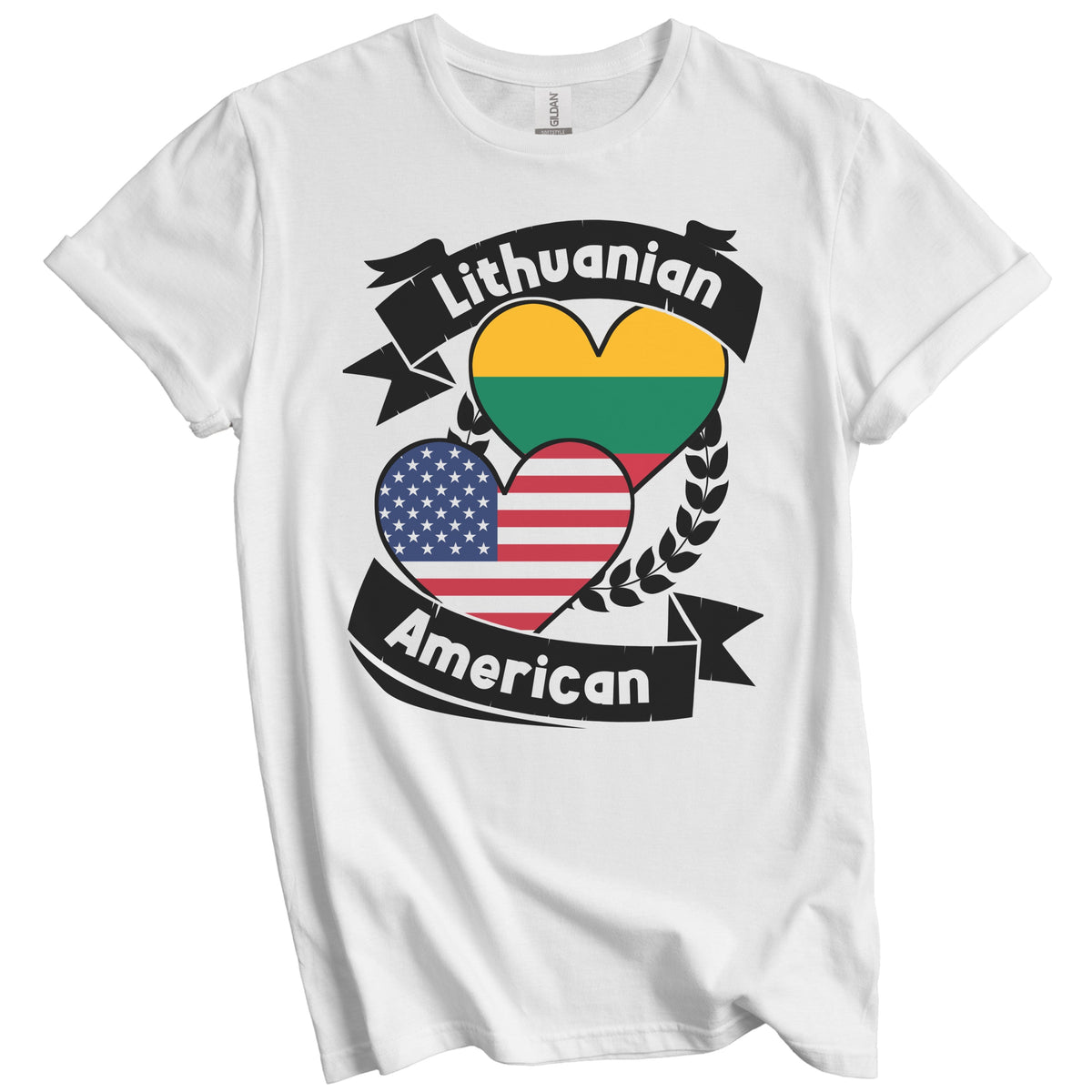 Lithuanian American Hearts USA Flag Lithuania Flag T-Shirt