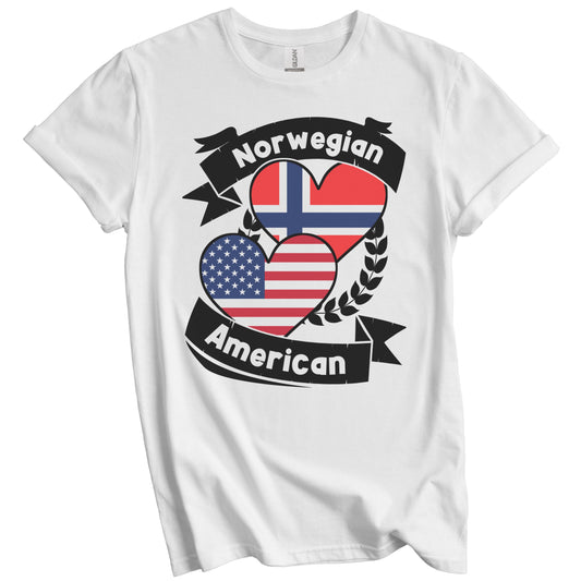 Norwegian American Hearts USA Flag Norway Flag T-Shirt