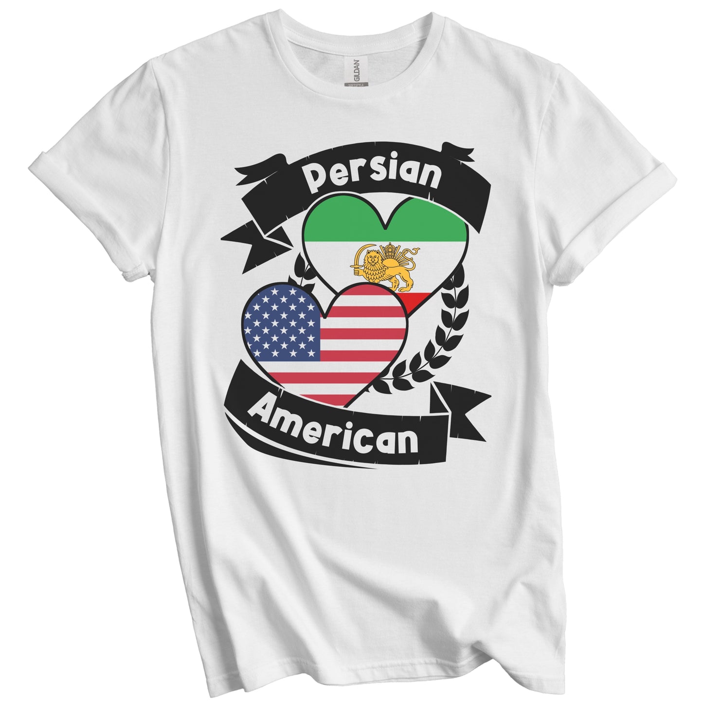 Persian American Hearts USA Flag Persia Flag T-Shirt