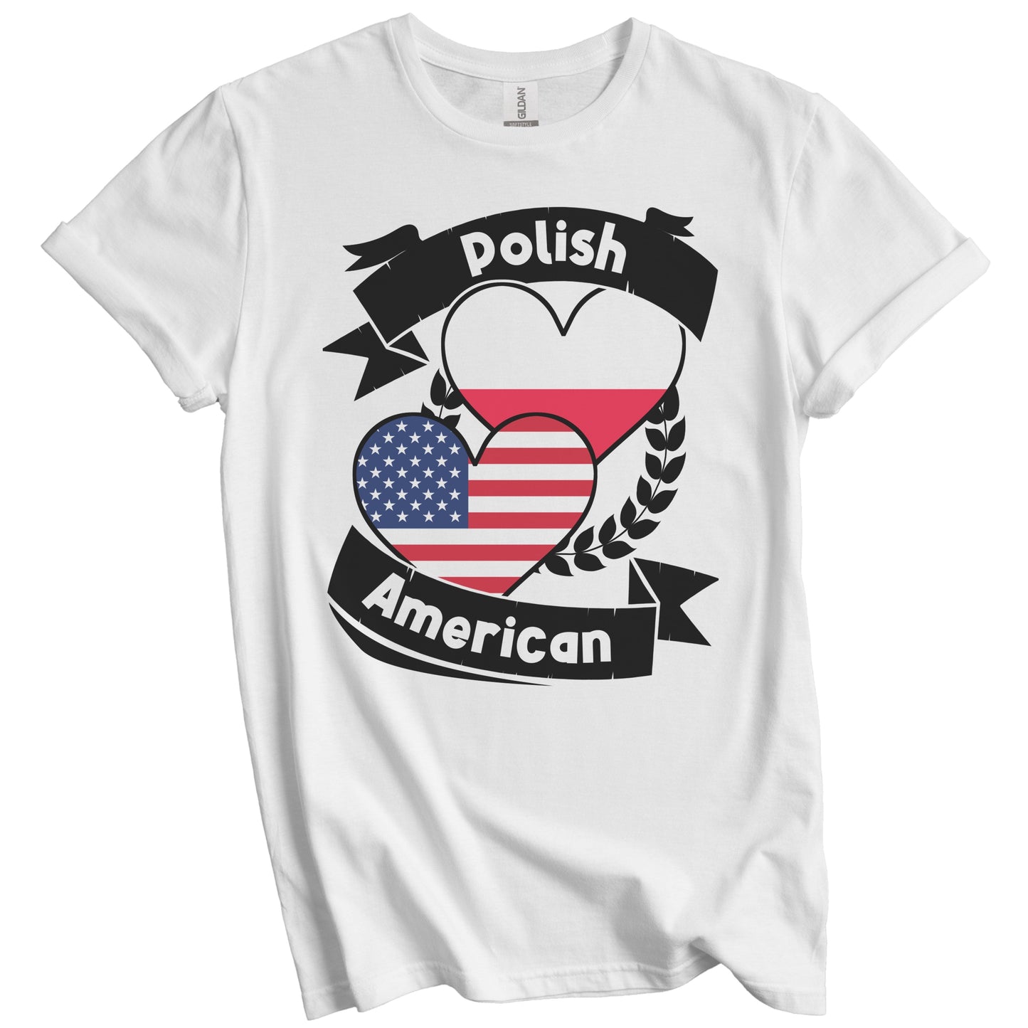 Polish American Hearts USA Flag Poland Flag T-Shirt