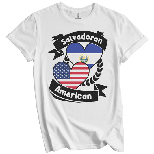 Salvadoran American Hearts USA Flag El Salvador Flag T-Shirt