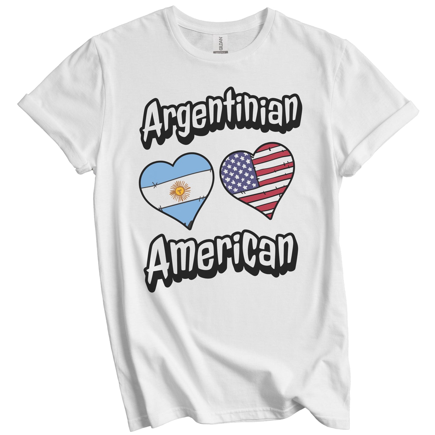Argentinian American Flag Hearts Combo Argentina T-Shirt