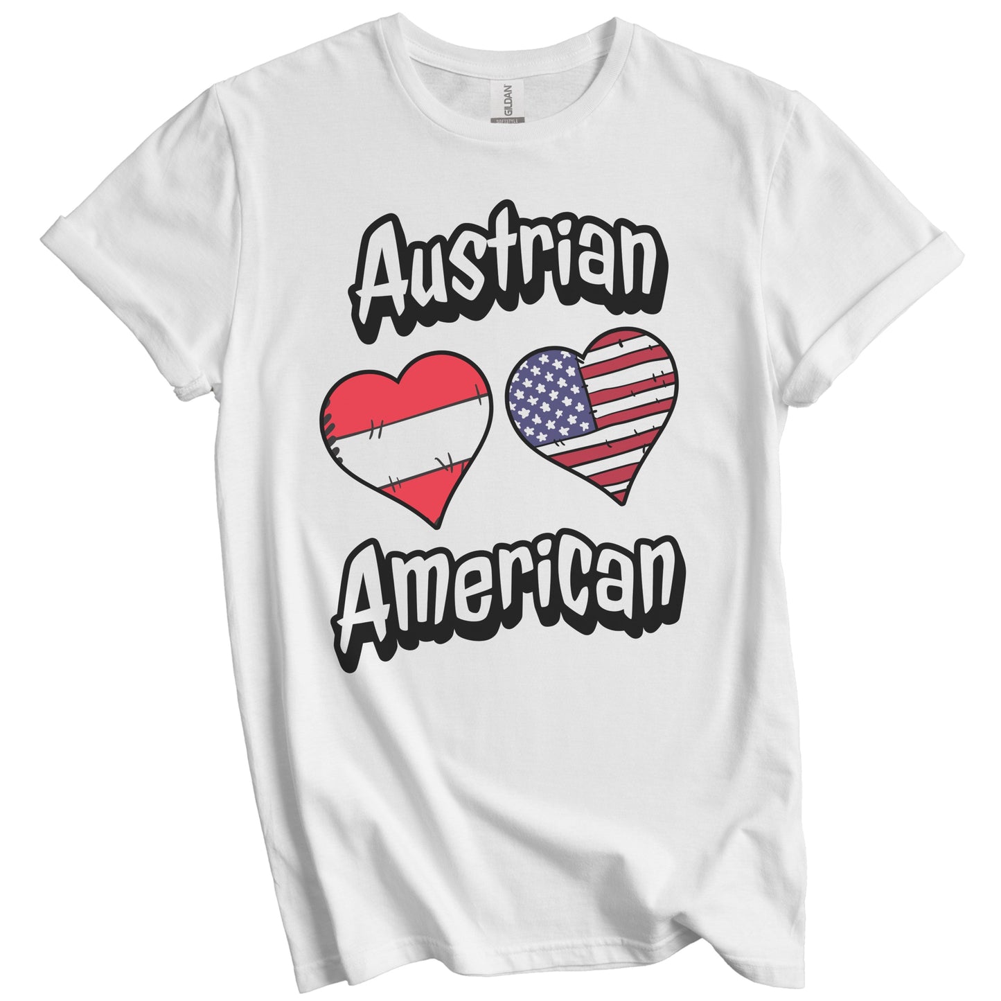 Austrian American Flag Hearts Combo Austria T-Shirt