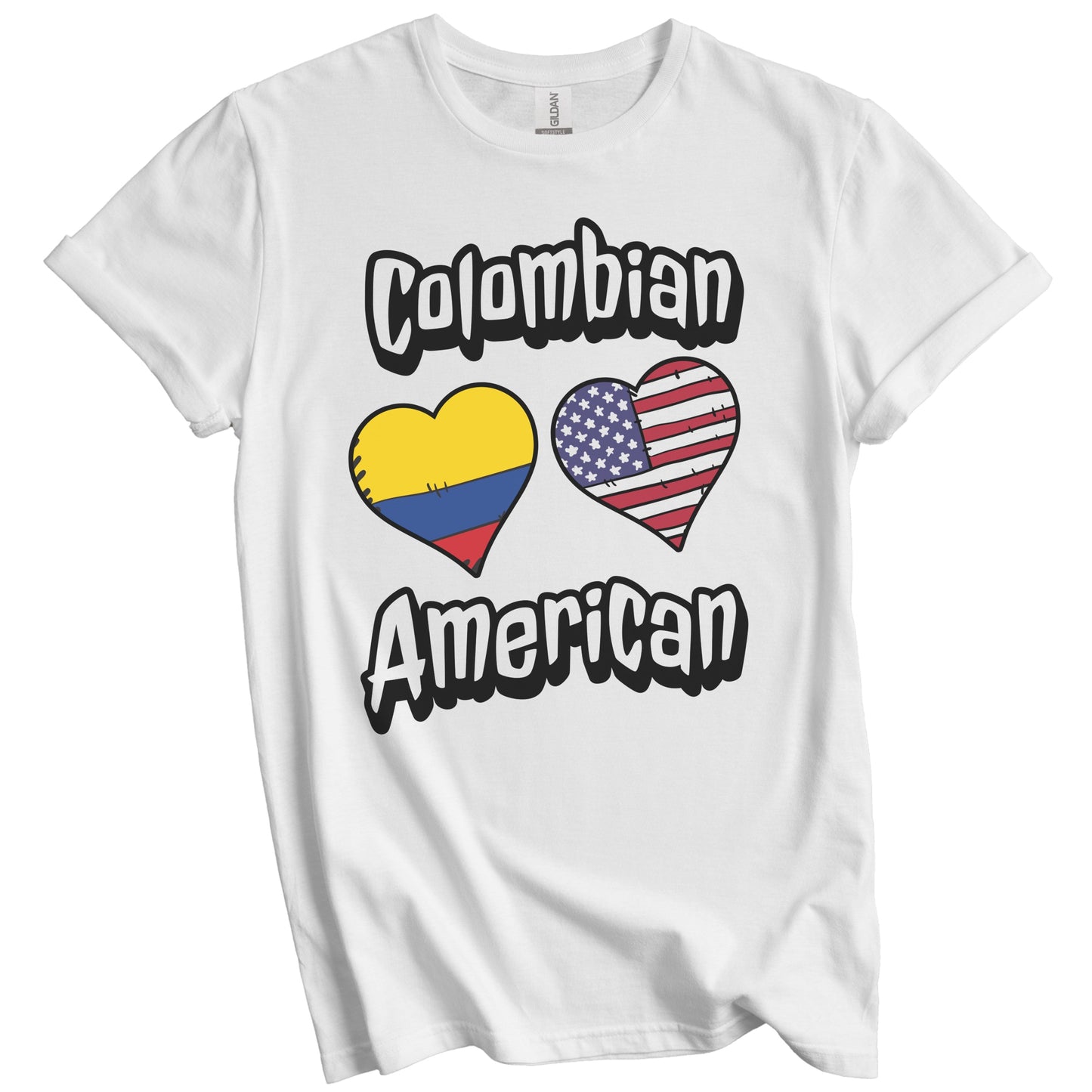Colombian American Flag Hearts Combo Colombia T-Shirt