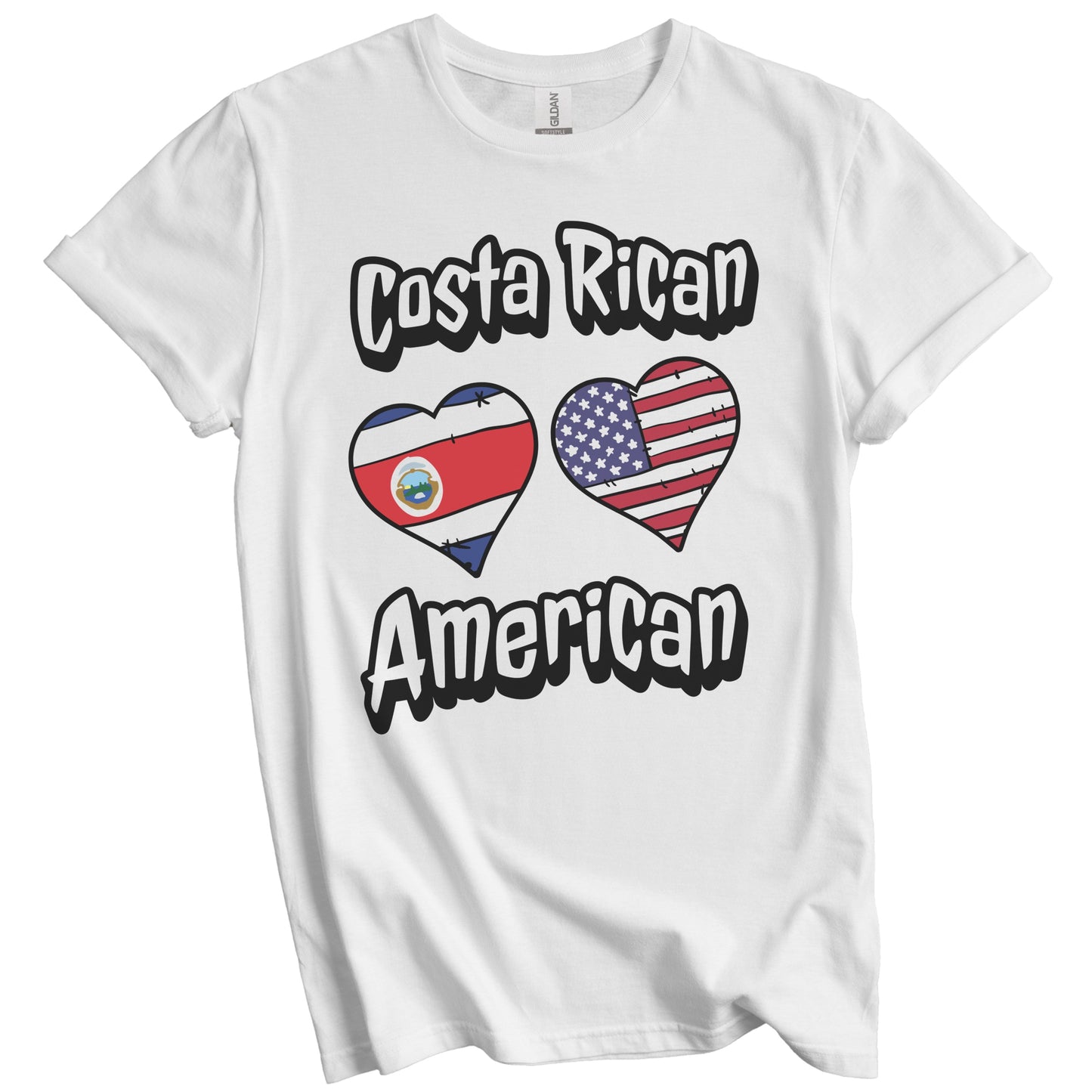 Costa Rican American Flag Hearts Combo Costa Rica T-Shirt