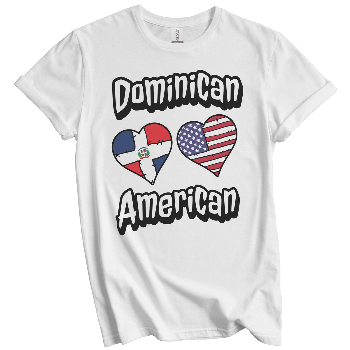 Dominican American Flag Hearts Combo Dominican Republic T-Shirt