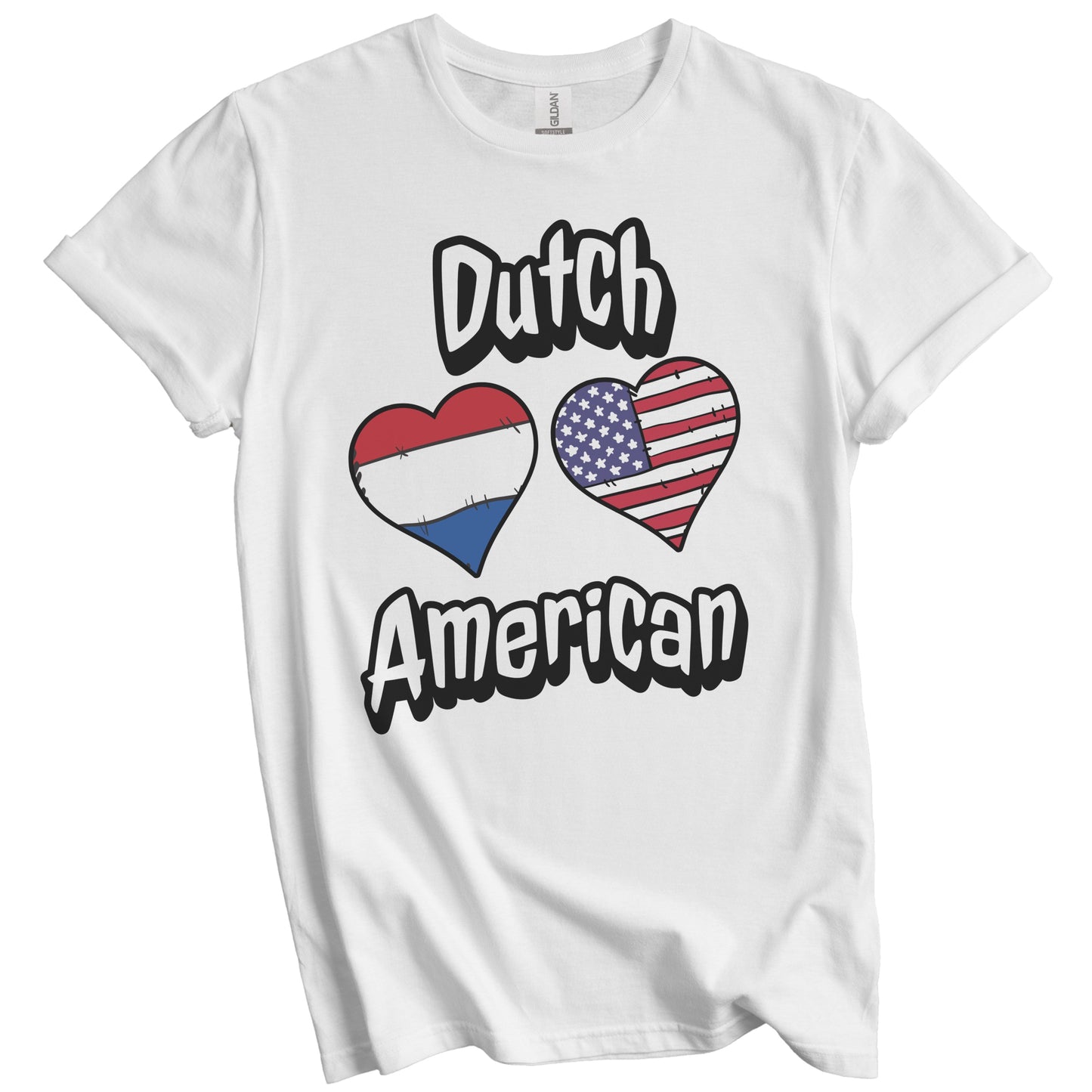 Dutch American Flag Hearts Combo Netherlands T-Shirt