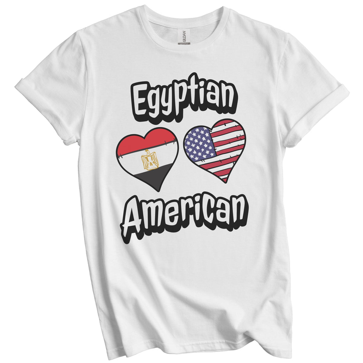 Egyptian American Flag Hearts Combo Egypt T-Shirt