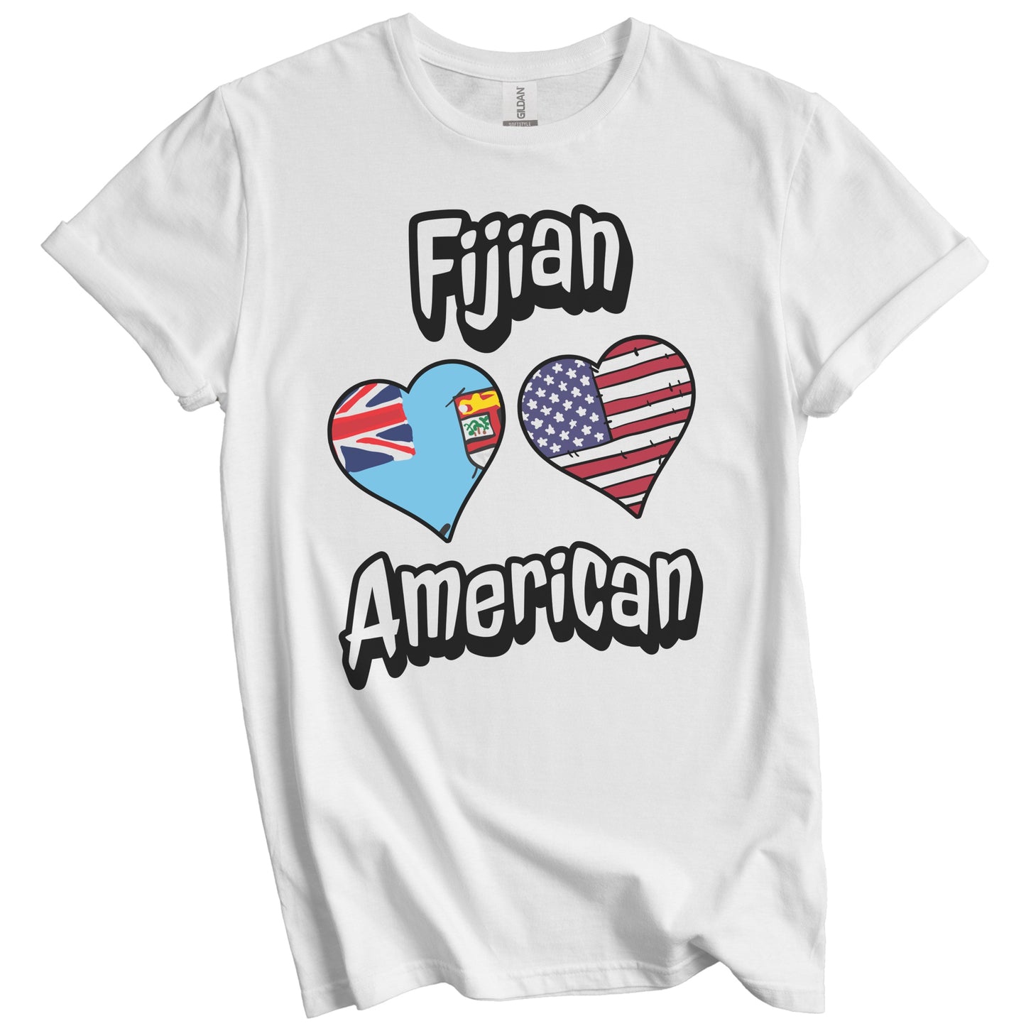 Fijian American Flag Hearts Combo Fiji T-Shirt