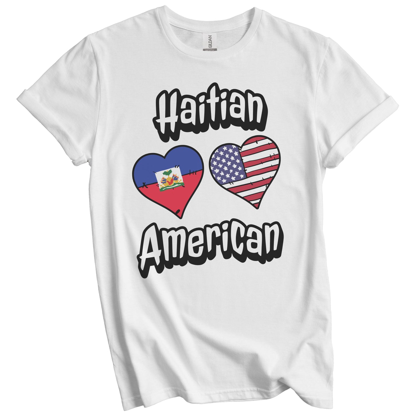 Haitian American Flag Hearts Combo Haiti T-Shirt