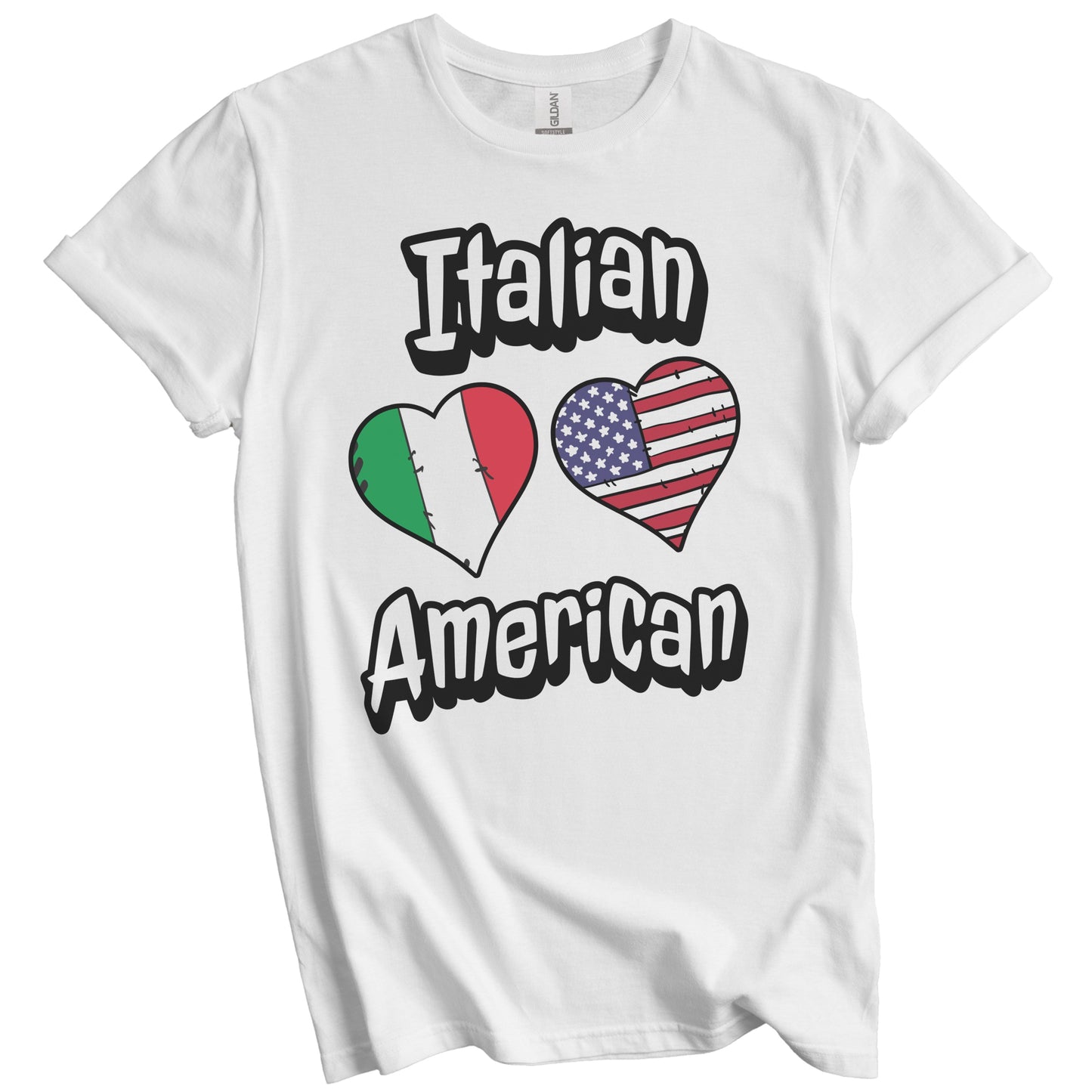 Italian American Flag Hearts Combo Italy T-Shirt
