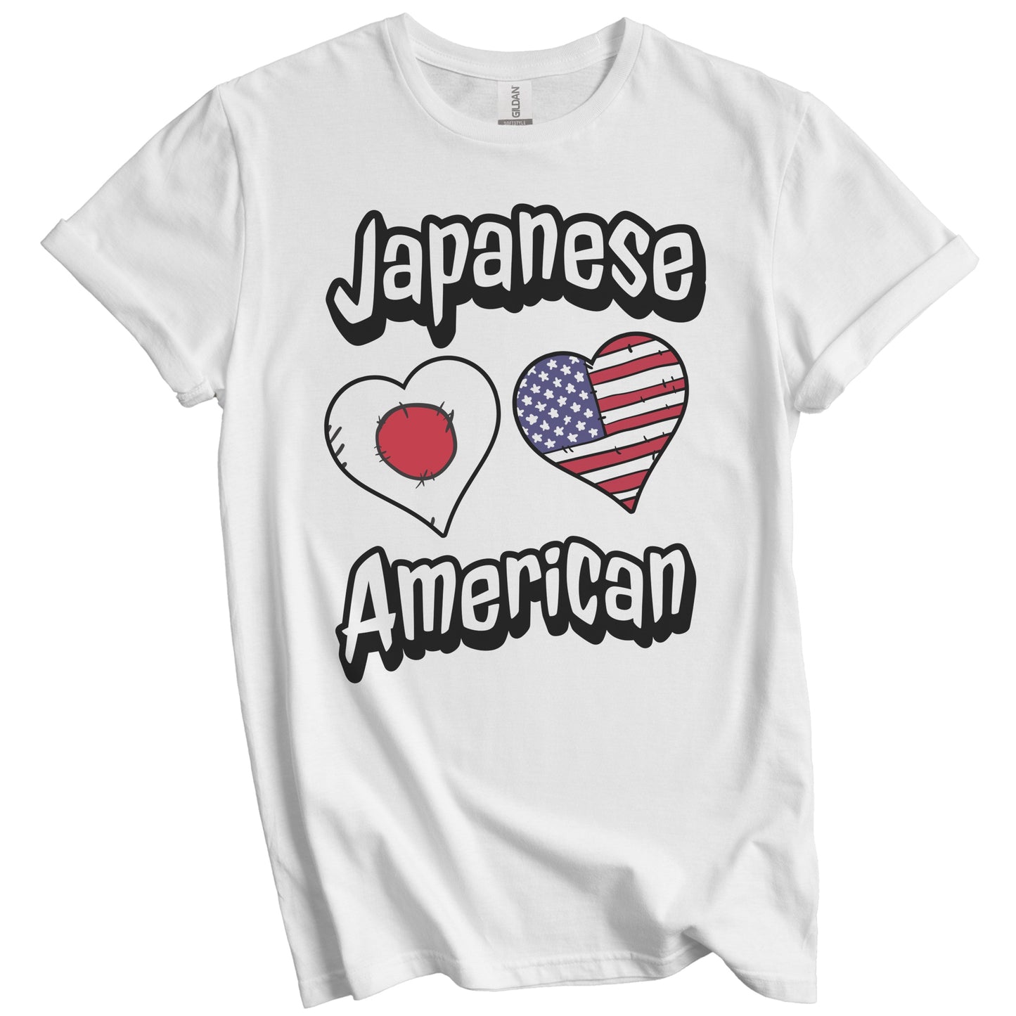 Japanese American Flag Hearts Combo Japan T-Shirt