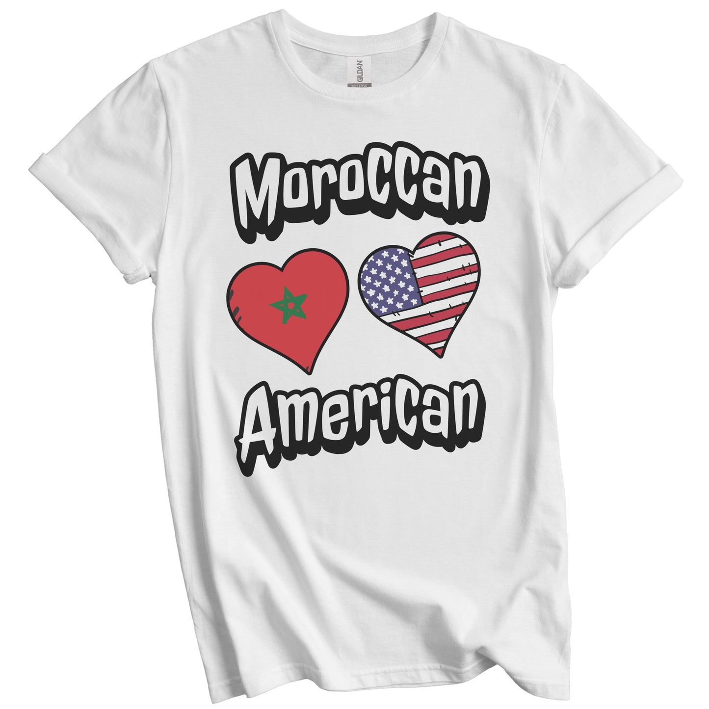 Moroccan American Flag Hearts Combo Morocco T-Shirt