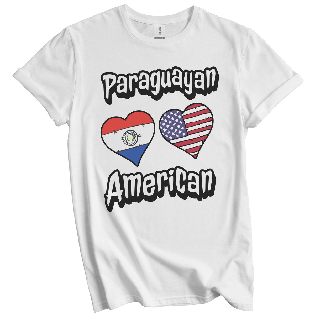 Paraguayan American Flag Hearts Combo Paraguay T-Shirt