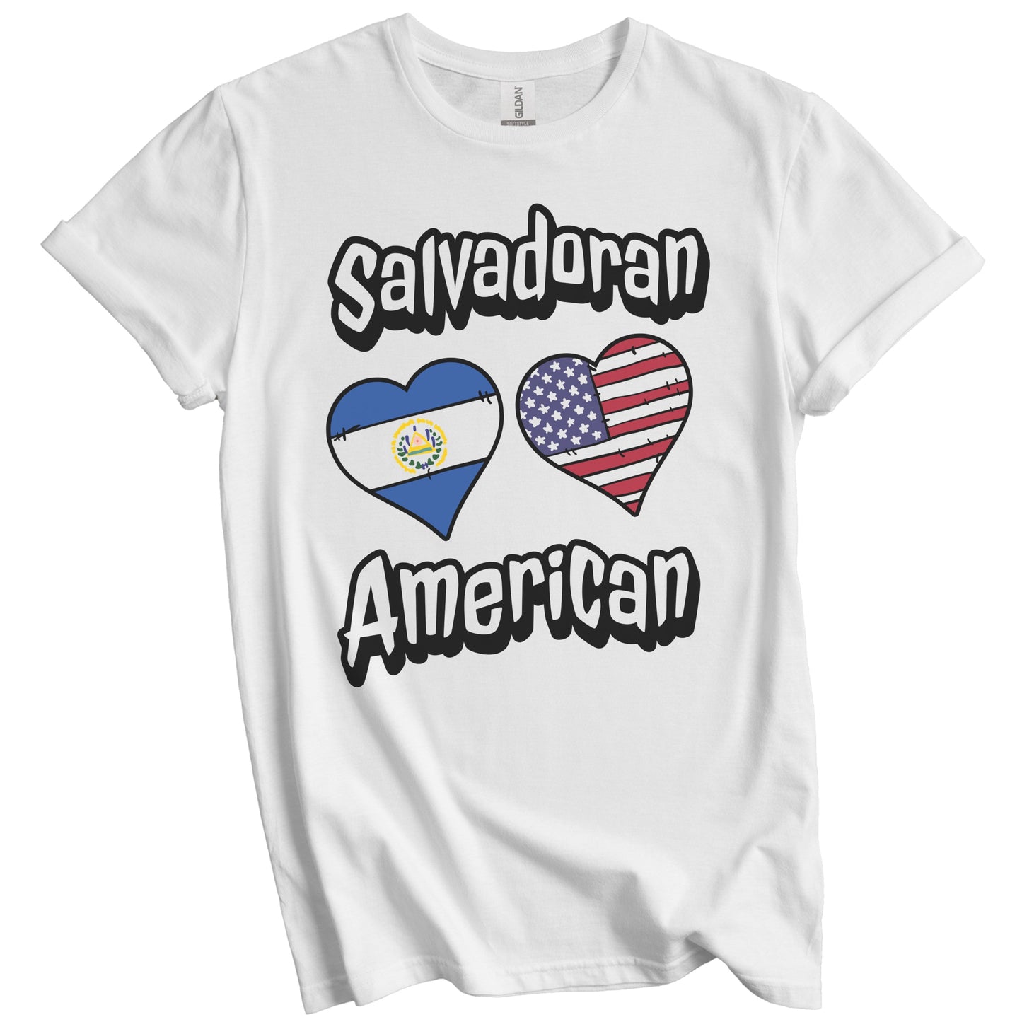 Salvadoran American Flag Hearts Combo El Salvador T-Shirt