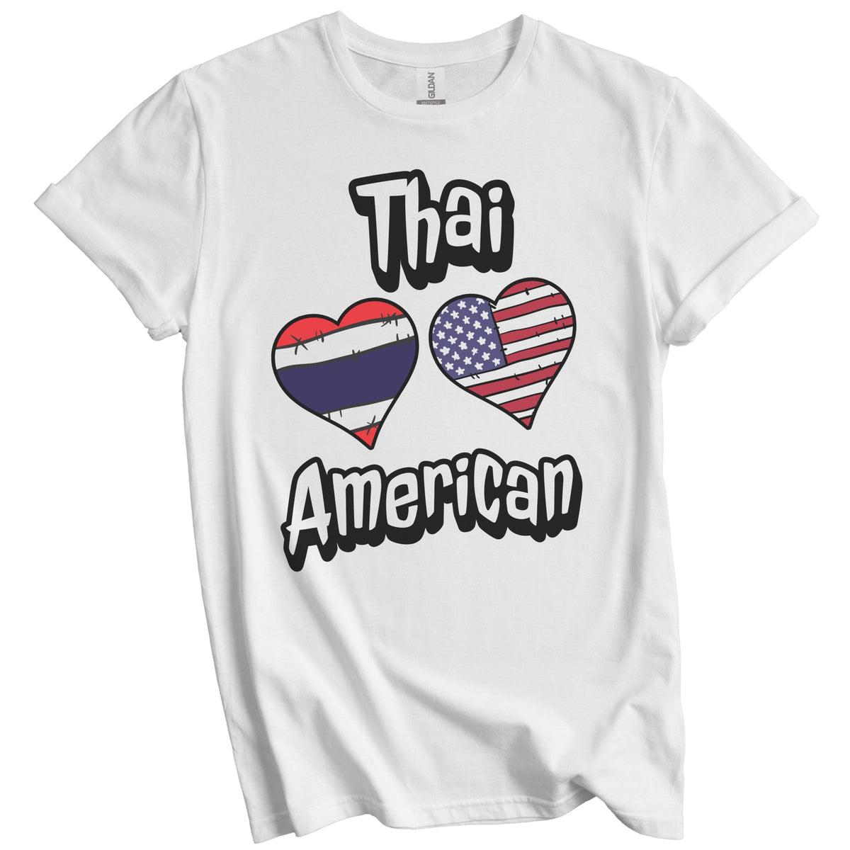 Thai American Flag Hearts Combo Thailand T-Shirt