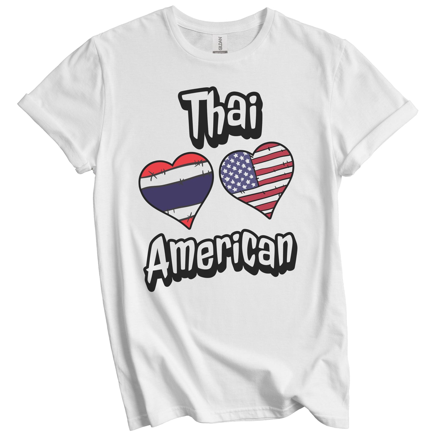 Thai American Flag Hearts Combo Thailand T-Shirt