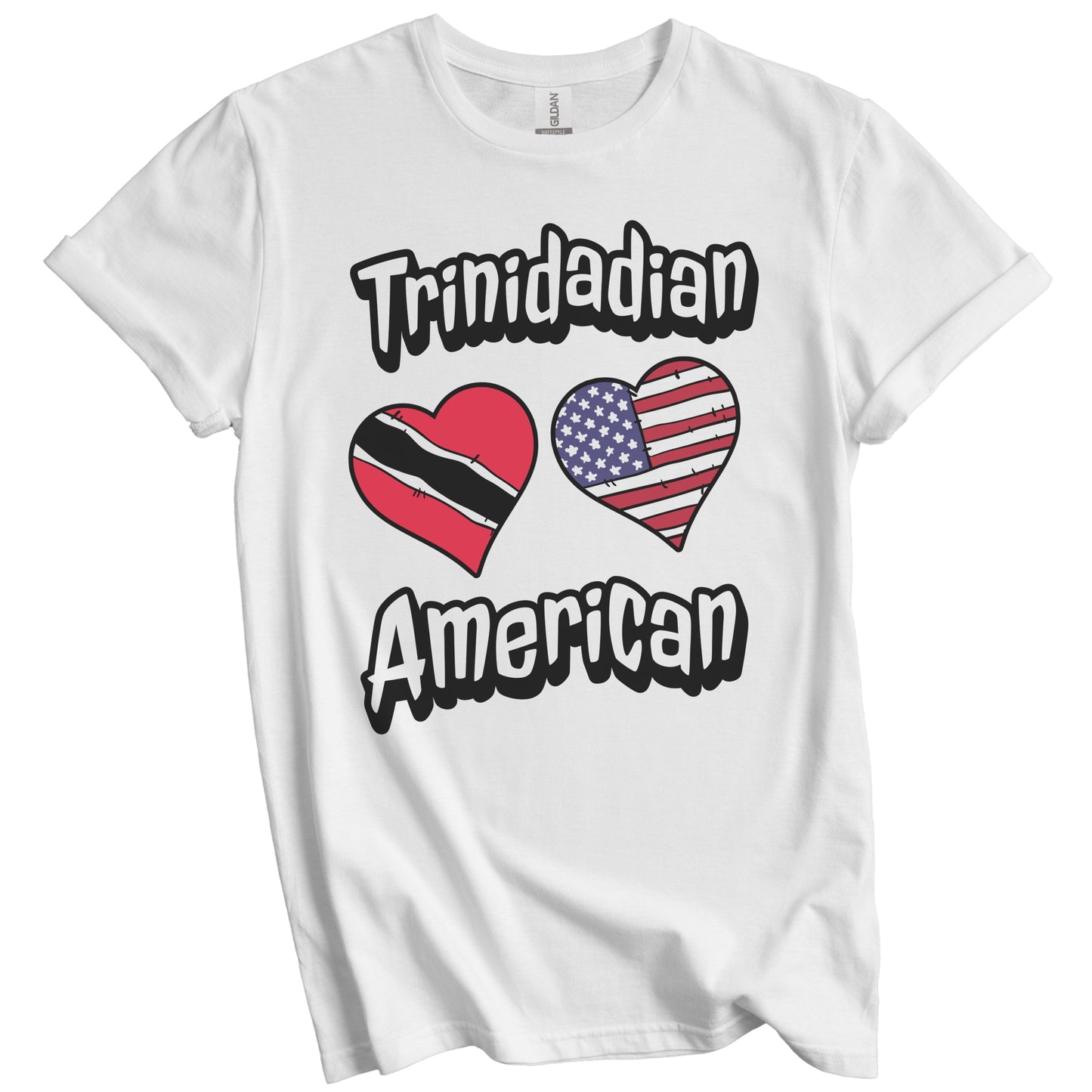 Trinidadian American Flag Hearts Combo Trinidad and Tobago T-Shirt